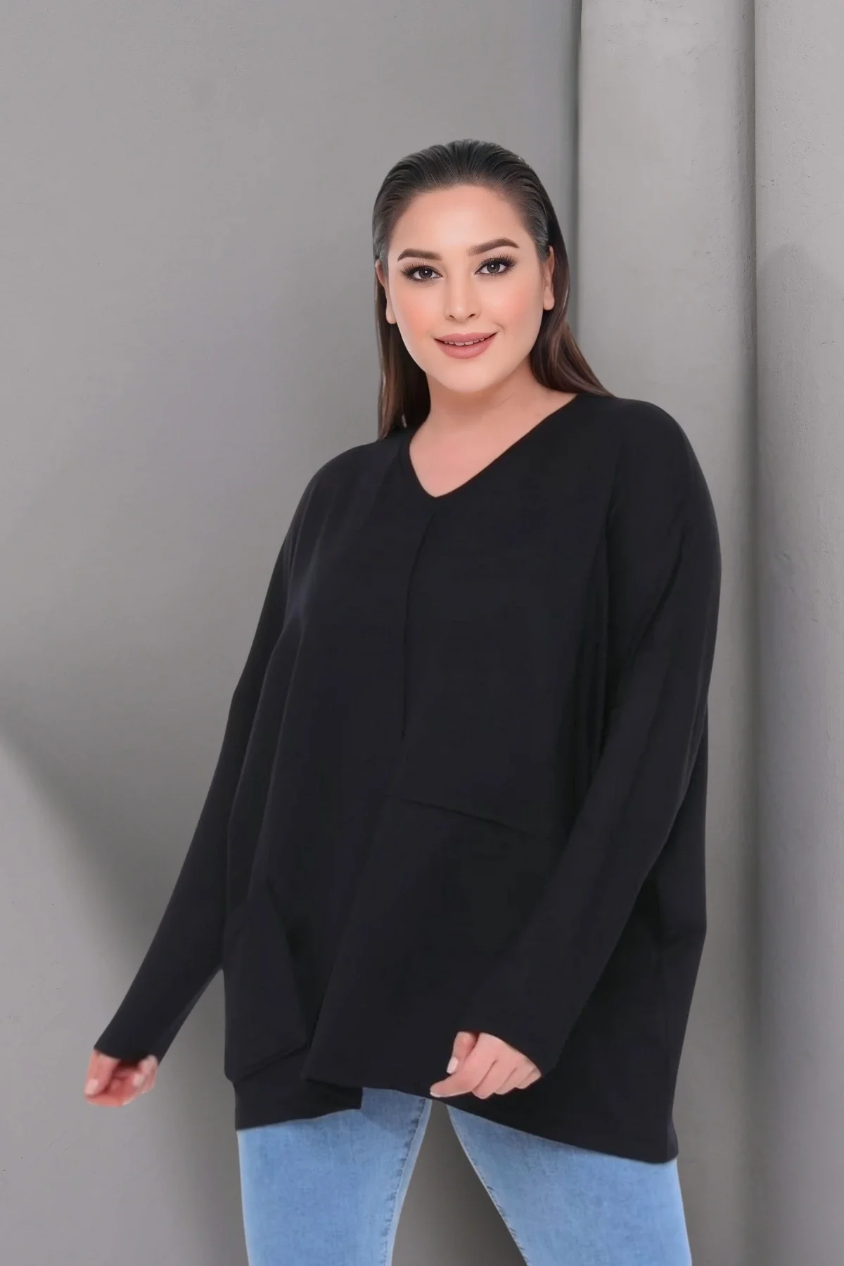 Önü Dikişli Cepli Salaş Bluz