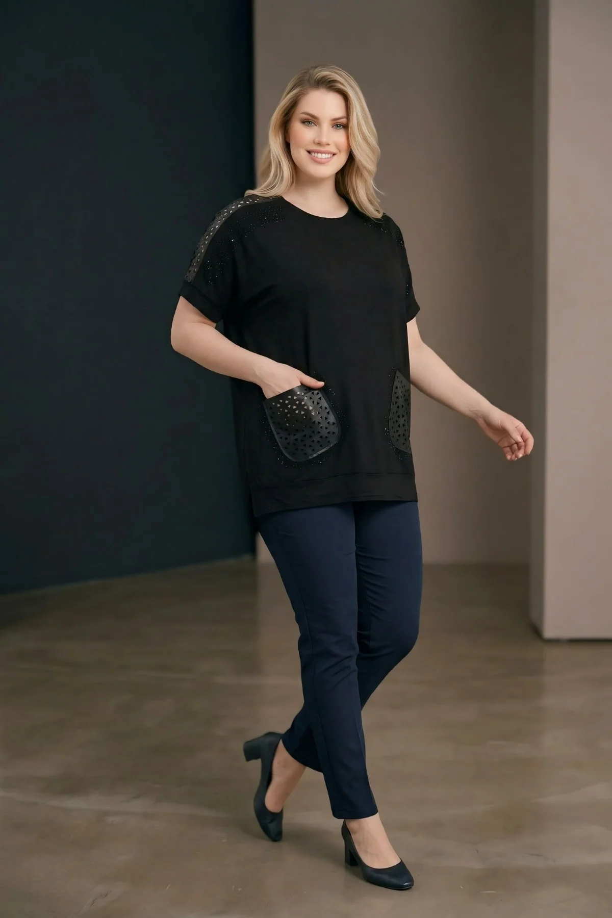 Omuz Ve Cepleri Lazer Kesim Bluz