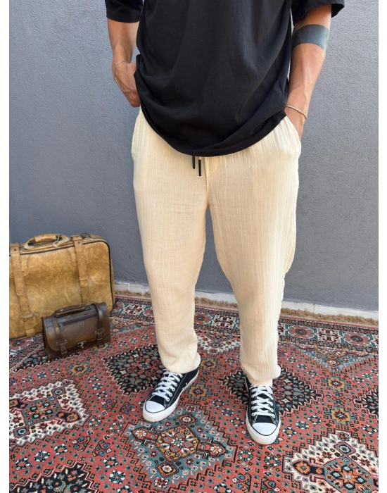 Krem Krinkıl Keten Jogger