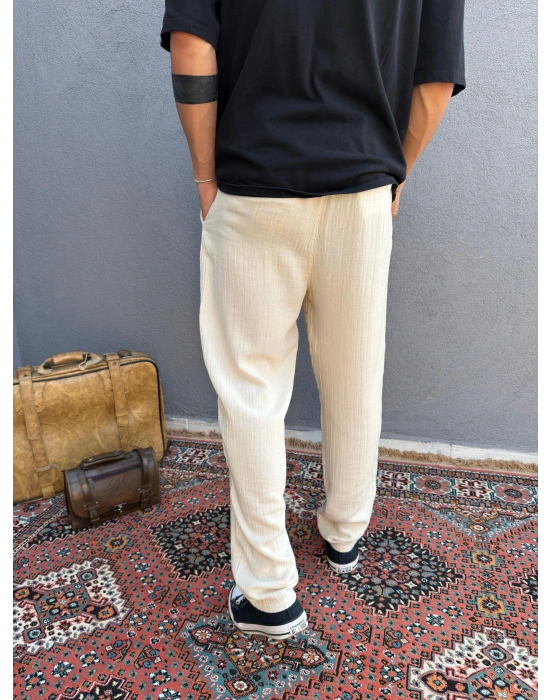 Krem Krinkıl Keten Jogger