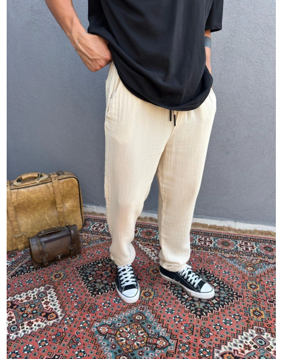 Krem Krinkıl Keten Jogger