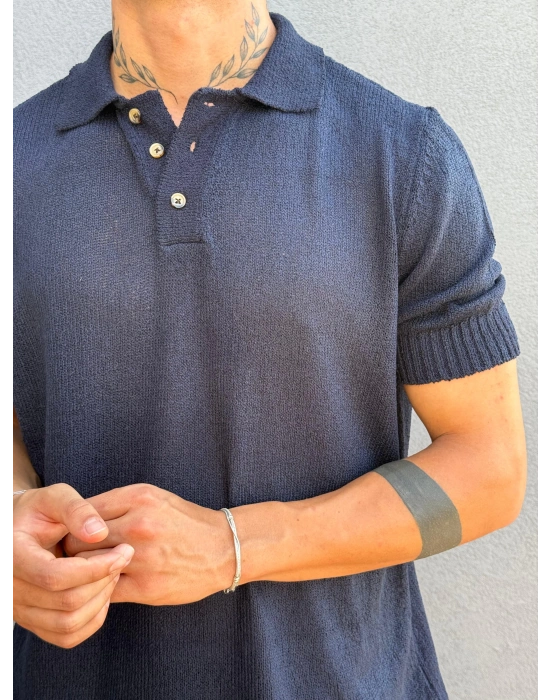 Lacivert Triko Polo Yaka T-shirt