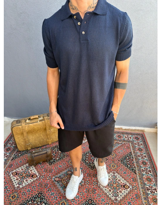 Lacivert Triko Polo Yaka T-shirt