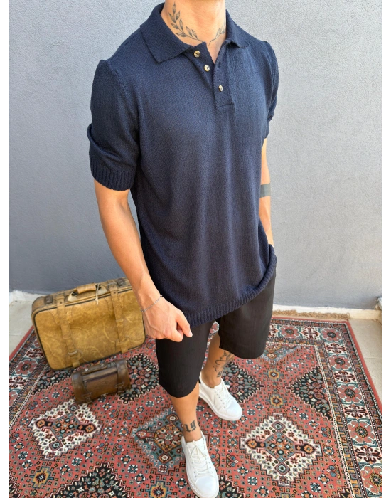 Lacivert Triko Polo Yaka T-shirt