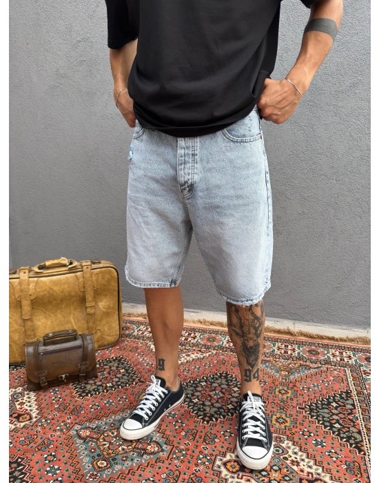 Mavi Baggy Kot Şort