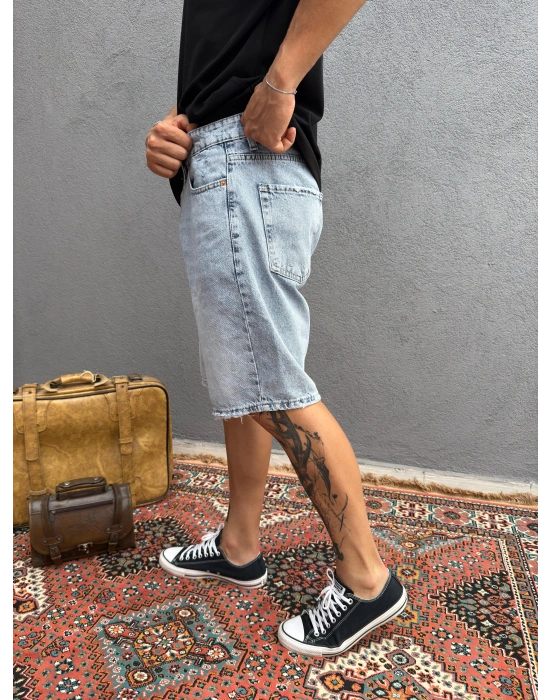 Mavi Baggy Kot Şort