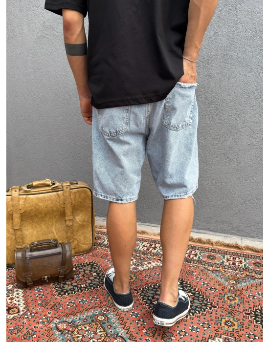 Mavi Baggy Kot Şort