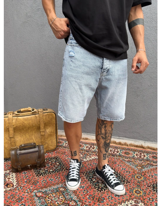 Mavi Baggy Kot Şort