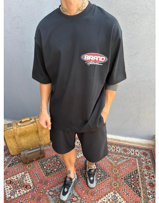Siyah Baskılı Oversize T-shirt