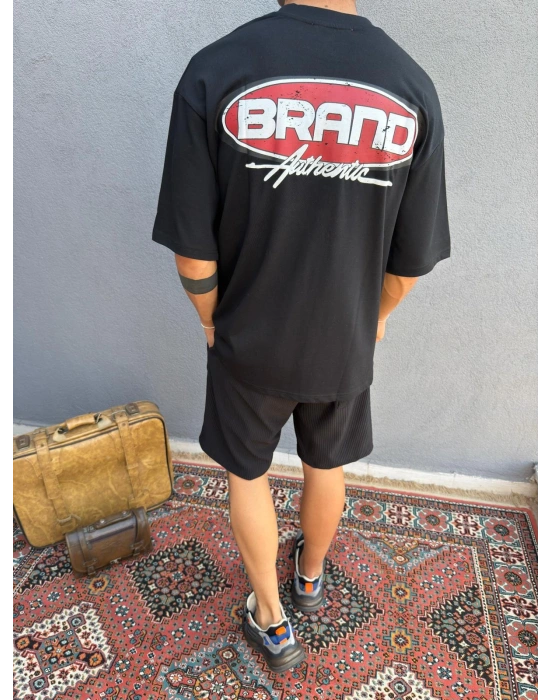 Siyah Baskılı Oversize T-shirt