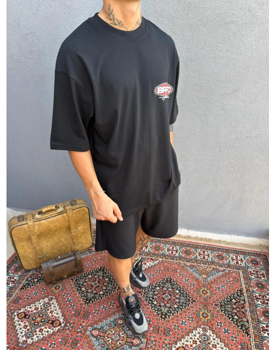 Siyah Baskılı Oversize T-shirt