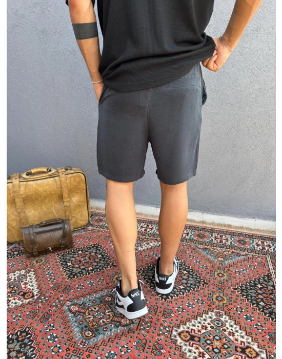 Siyah Tensel Kumaş Şort