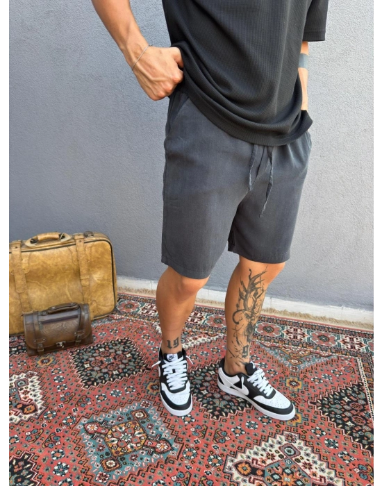 Siyah Tensel Kumaş Şort