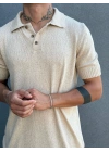 Ekru Triko Polo Yaka T-Shirt
