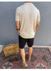Ekru Triko Polo Yaka T-Shirt
