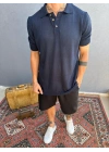 Lacivert Triko Polo Yaka T-shirt