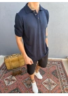 Lacivert Triko Polo Yaka T-shirt