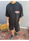 Siyah Baskılı Oversize T-shirt
