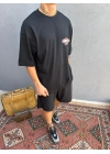 Siyah Baskılı Oversize T-shirt