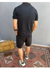 Siyah Fermuarlı Polo Yaka T-shirt