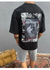 Siyah Nakışlı Oversize T-Shirt