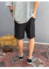 Siyah Ottoman Kumaş Oversize Şort