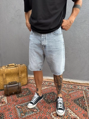Mavi Baggy Kot Şort