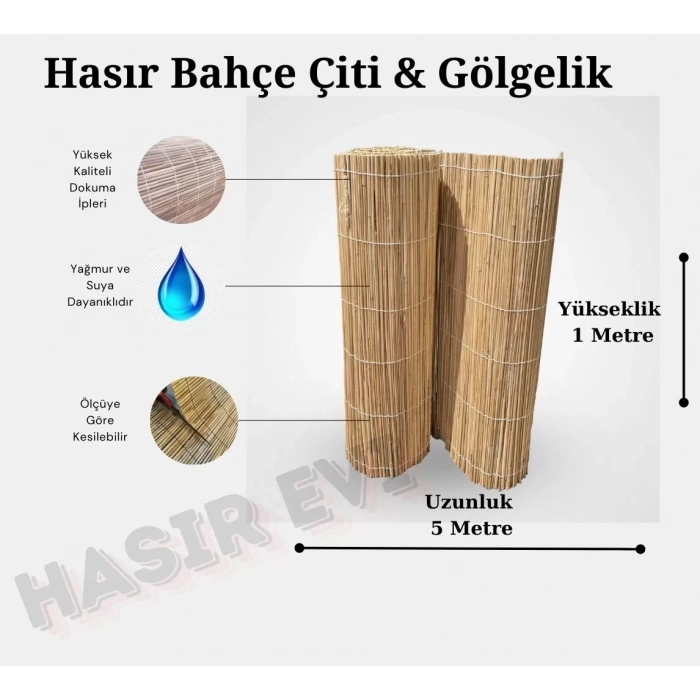 1 Metre x 5 Metre Hasır Çit Balkon Çiti Bahçe Çiti Gölgelik