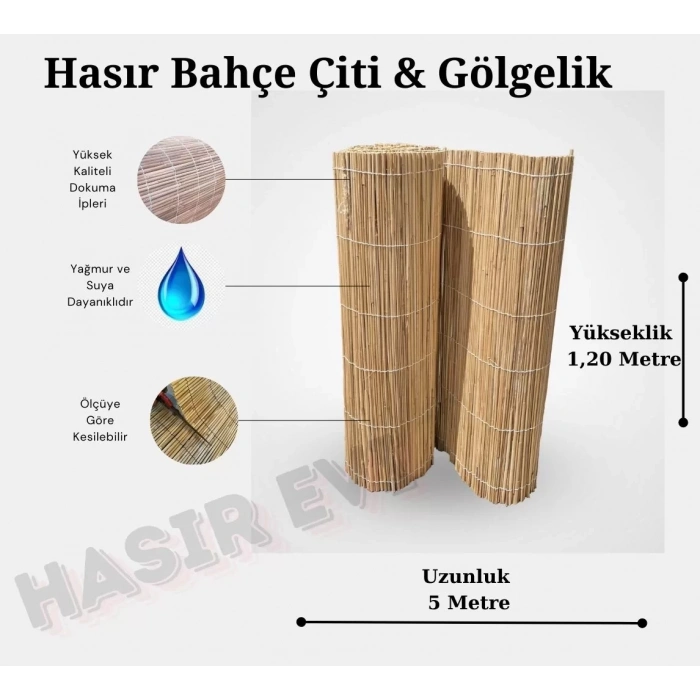1,20 Metre x 5 Metre Hasır Çit Balkon Çiti Bahçe Çiti Gölgelik