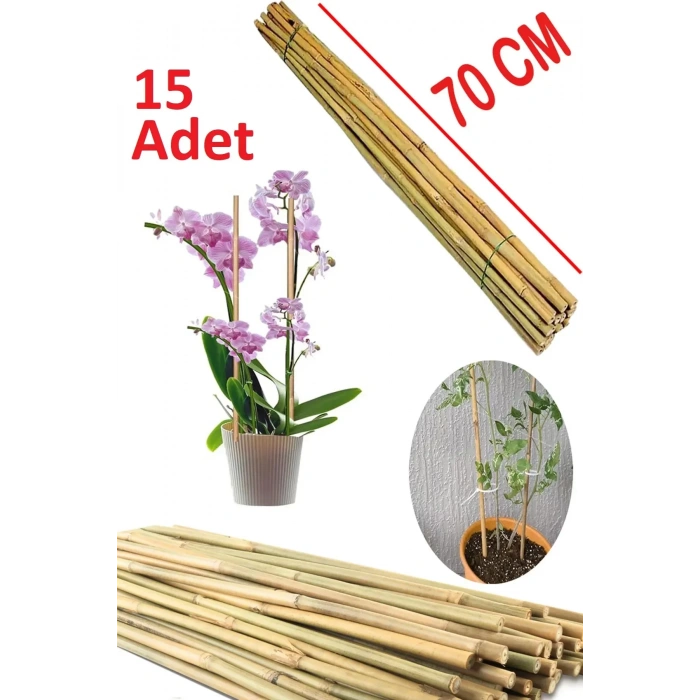 Bitki Destek Çubuğu Bambu | 90 cm 15 Adet Kamış Kargı Bitki Destek Çubukları