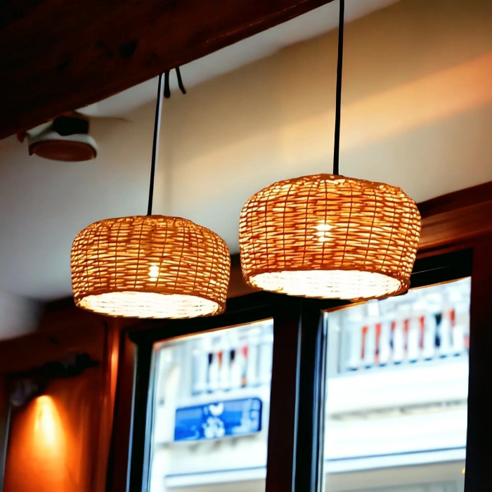 Hasır Avize El Yapımı Yuvarlak 30 cm