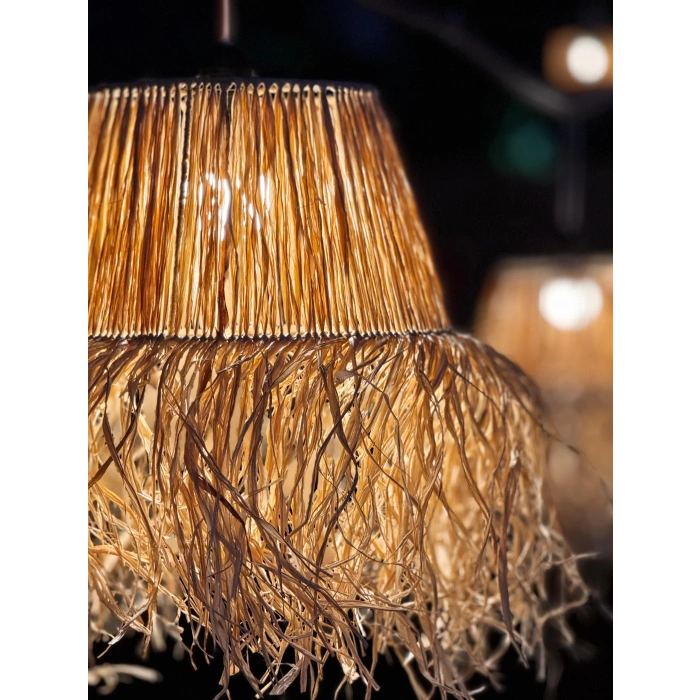 Hasır Doğal Saçaklı 30 cm Çap Dekoratif Rafya Avize