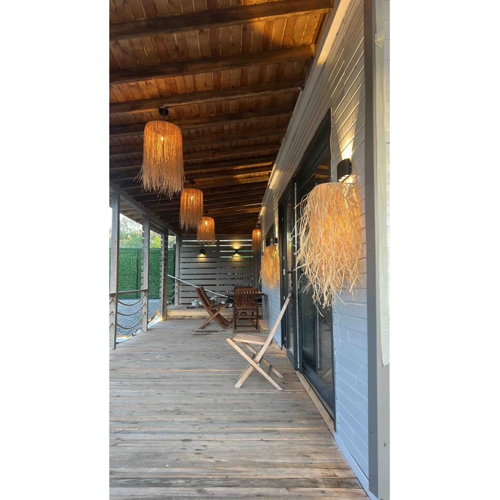 Hasır Doğal Saçaklı 35 cm Dekoratif Rafya Avize