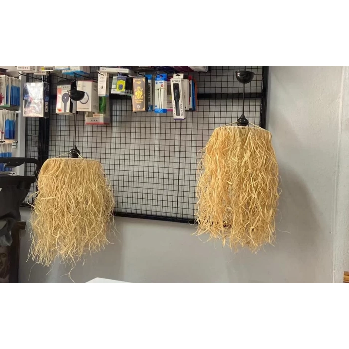 Hasır Doğal Saçaklı 35 cm Dekoratif Rafya Avize