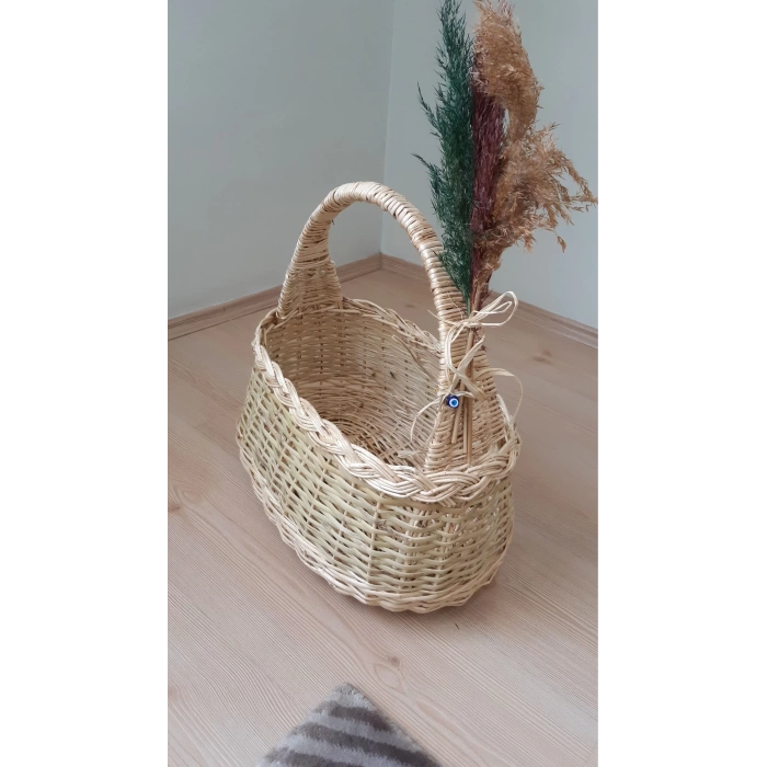 Hasır Kamış Sepet Piknik Sepeti Bahçe Sepeti