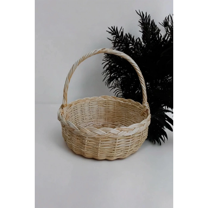 Hasır Sepet Kulplu Çok Amaçlı Kullanım Söz Nişan Yılbaşı Hediye Sepeti