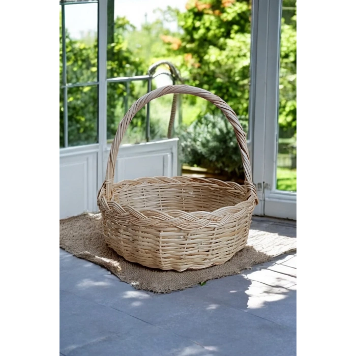 Hasır Sepet Kulplu Çok Amaçlı Kullanım Söz Nişan Yılbaşı Hediye Sepeti