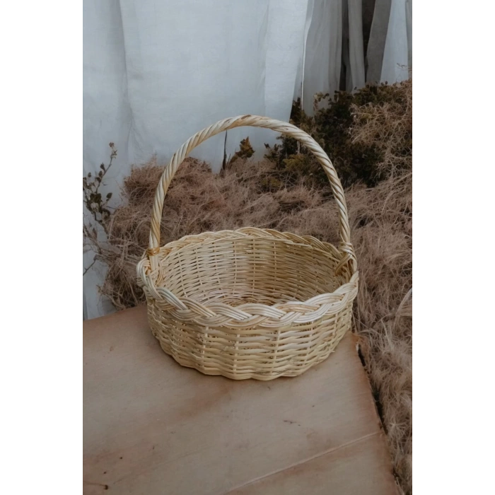 Hasır Sepet Kulplu Çok Amaçlı Kullanım Söz Nişan Yılbaşı Hediye Sepeti