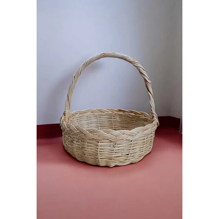 Hasır Sepet Kulplu Çok Amaçlı Kullanım Söz Nişan Yılbaşı Hediye Sepeti