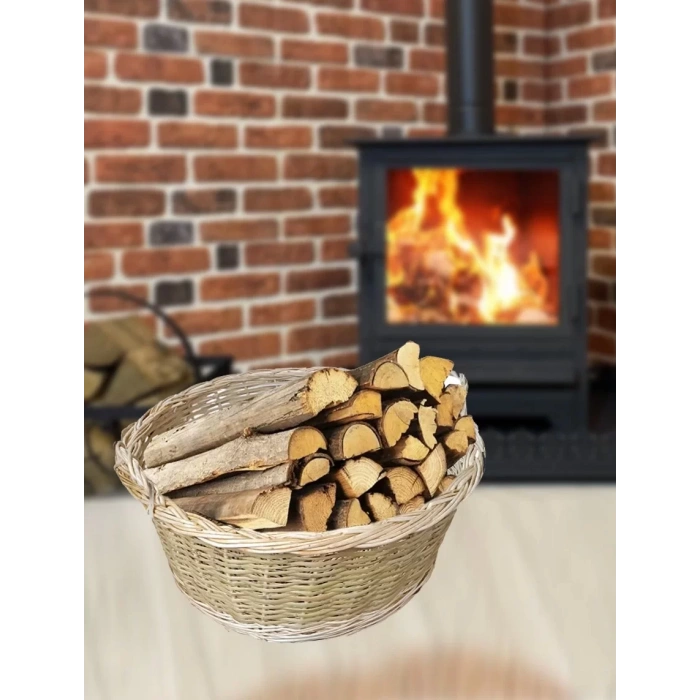 Hasır Şömine Yanı Odun Sepeti