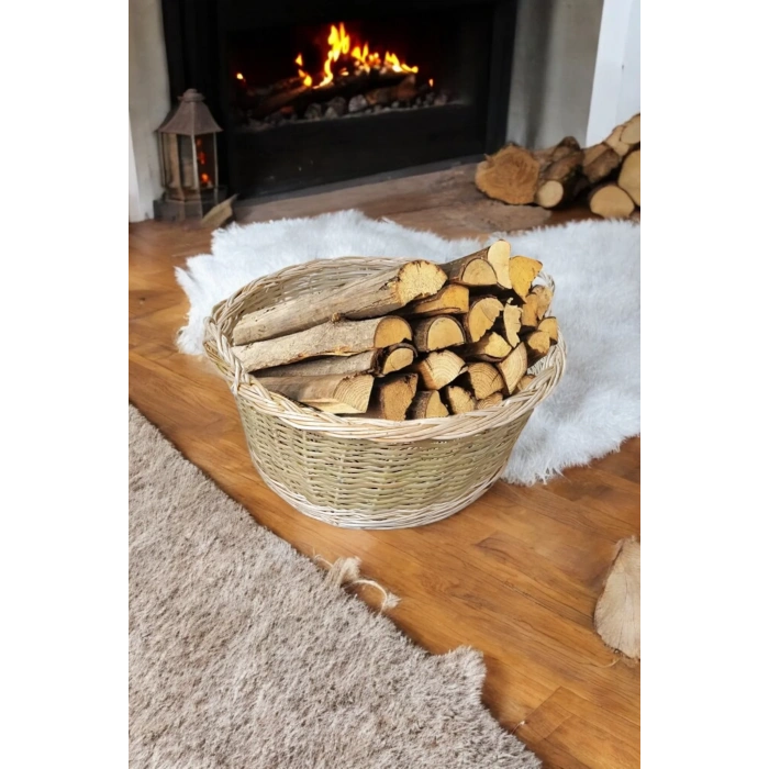 Hasır Şömine Yanı Odun Sepeti