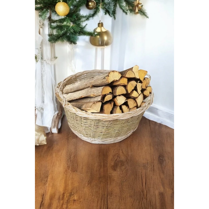 Hasır Şömine Yanı Odun Sepeti