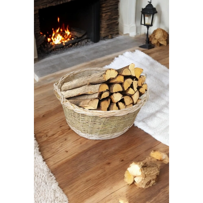 Hasır Şömine Yanı Odun Sepeti