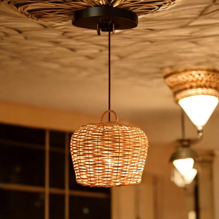 Hasır Yuvarlak Avize El Yapımı 25 Cm