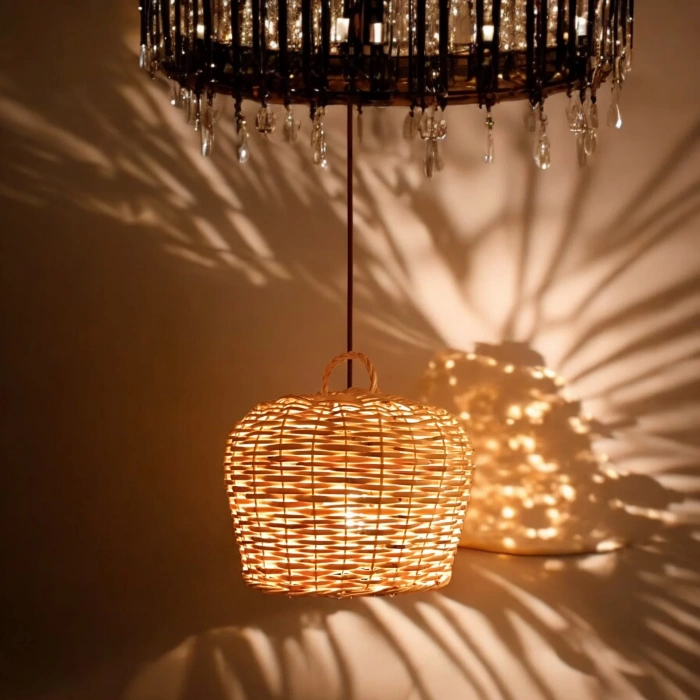 Hasır Yuvarlak Avize El Yapımı 25 Cm