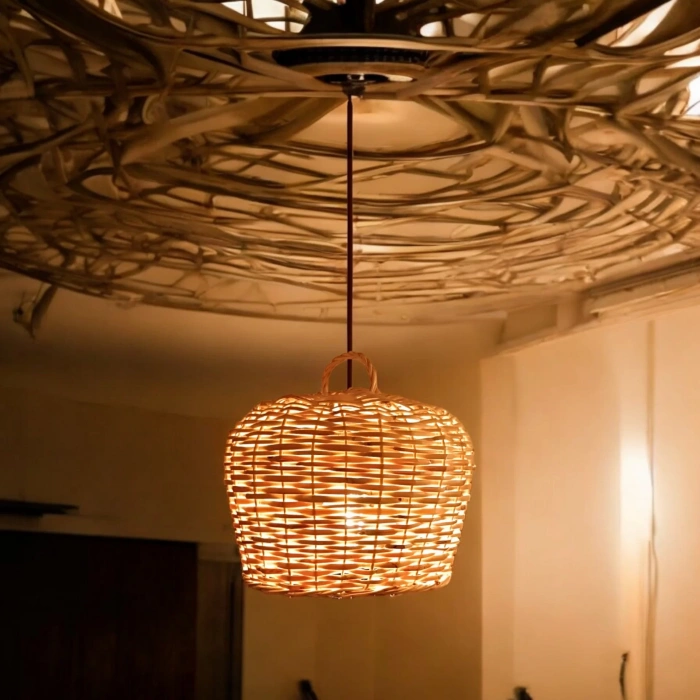 Hasır Yuvarlak Avize El Yapımı 25 Cm