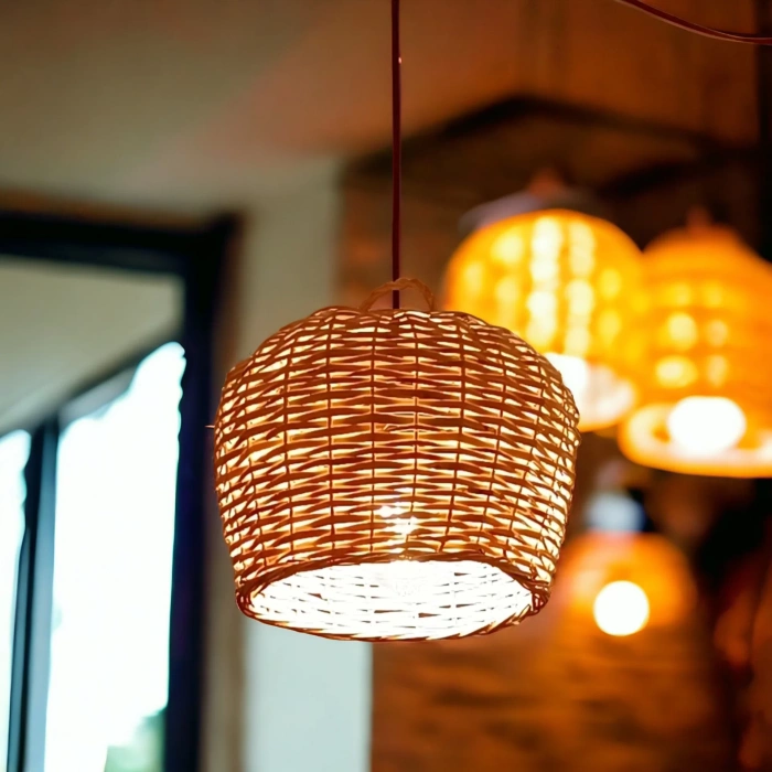 Hasır Yuvarlak Avize El Yapımı 25 Cm