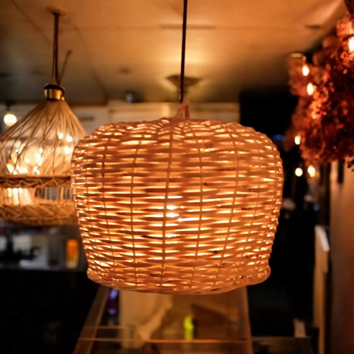 Hasır Yuvarlak Avize El Yapımı 30 Cm Çapında