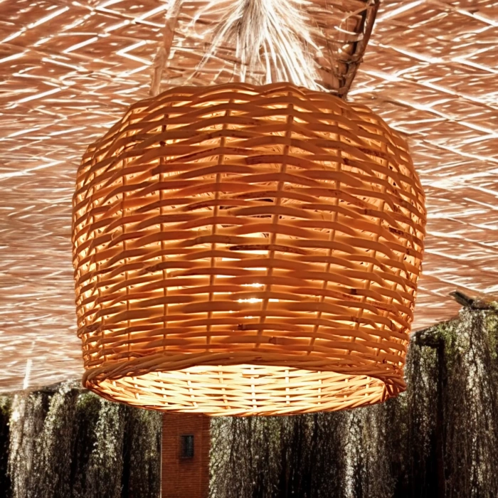 Hasır Yuvarlak Avize El Yapımı 30 Cm Çapında