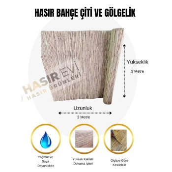 3 Metre x 3 Metre Hasır Bahçe Çiti Balkon Çiti Gölgelik ve Dekorasyon